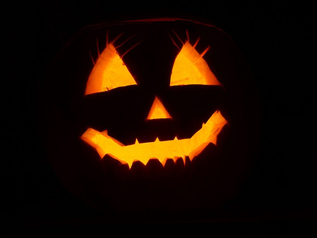halloween pumpkin with carved face