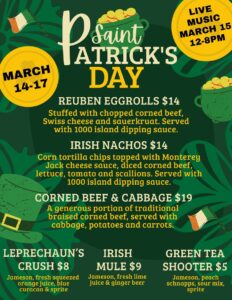 Ropewalk OC St. Patrick's Day Menu